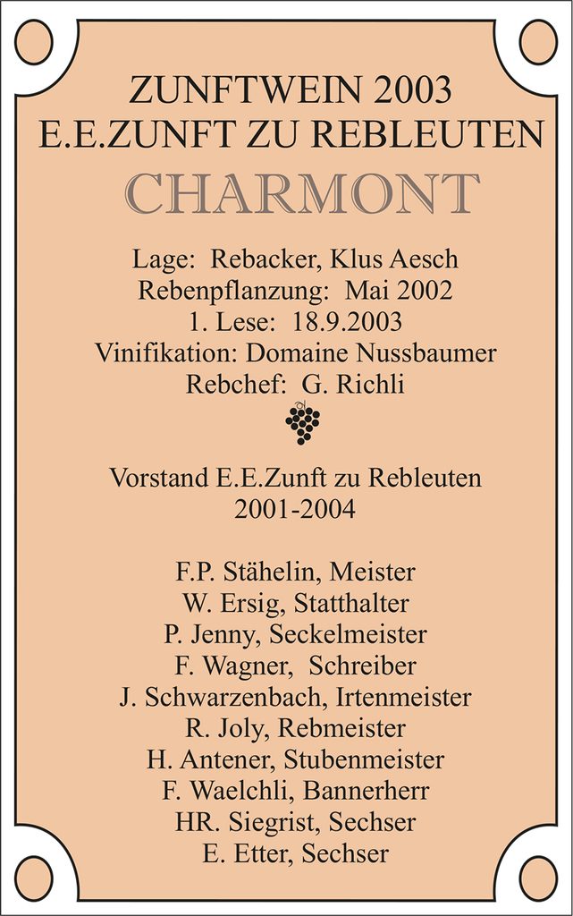 E.E. Zunft zu Rebleuten - Rebjahr E.E. Zunft zu Rebleuten - Rebjahr